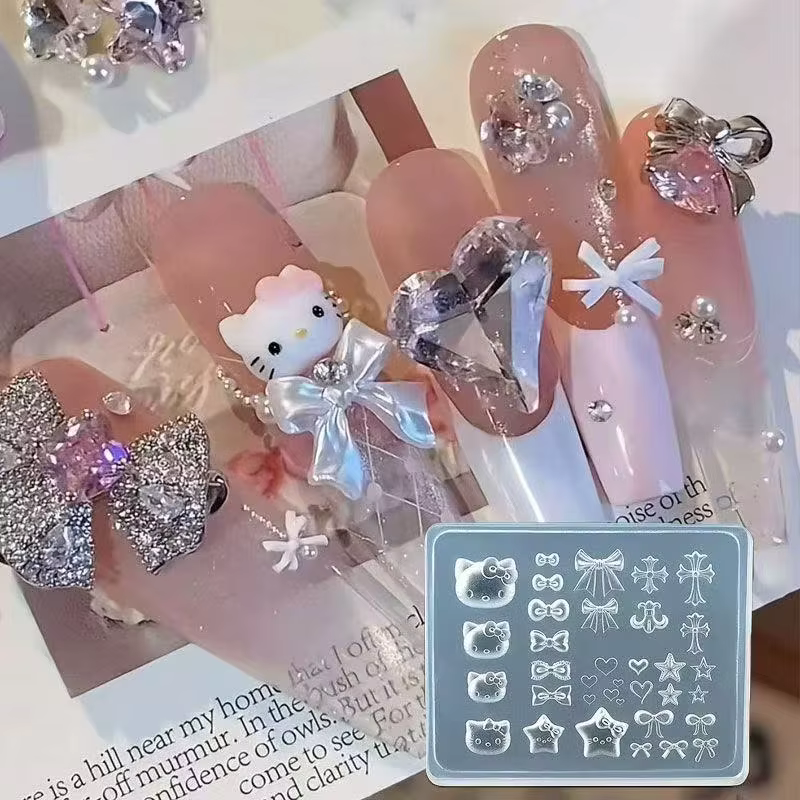 Moules 3D en Silicone pour Nail Art, dessin animé mignon Sanrio Hello Kitty Kuromi, modèle pour la f