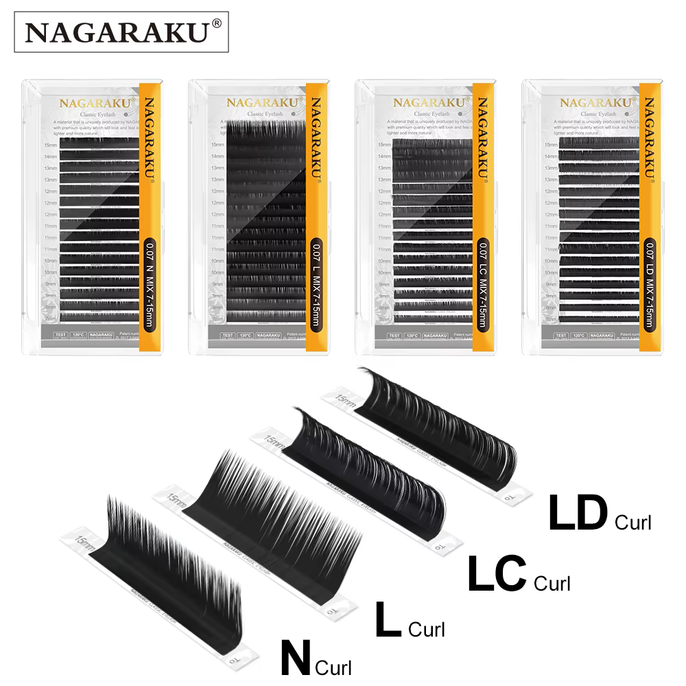 NAGARAKU mélange Extension de cils maquillage L LC N boucles mélange 7-15mm 16 lignes vison synthéti