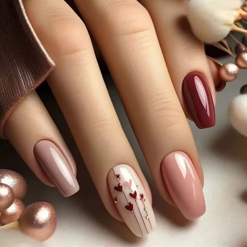 Faux ongles de Ballet mi-longs, 24 pièces, motif d'amour rouge, Design à pression, Simple, portable,