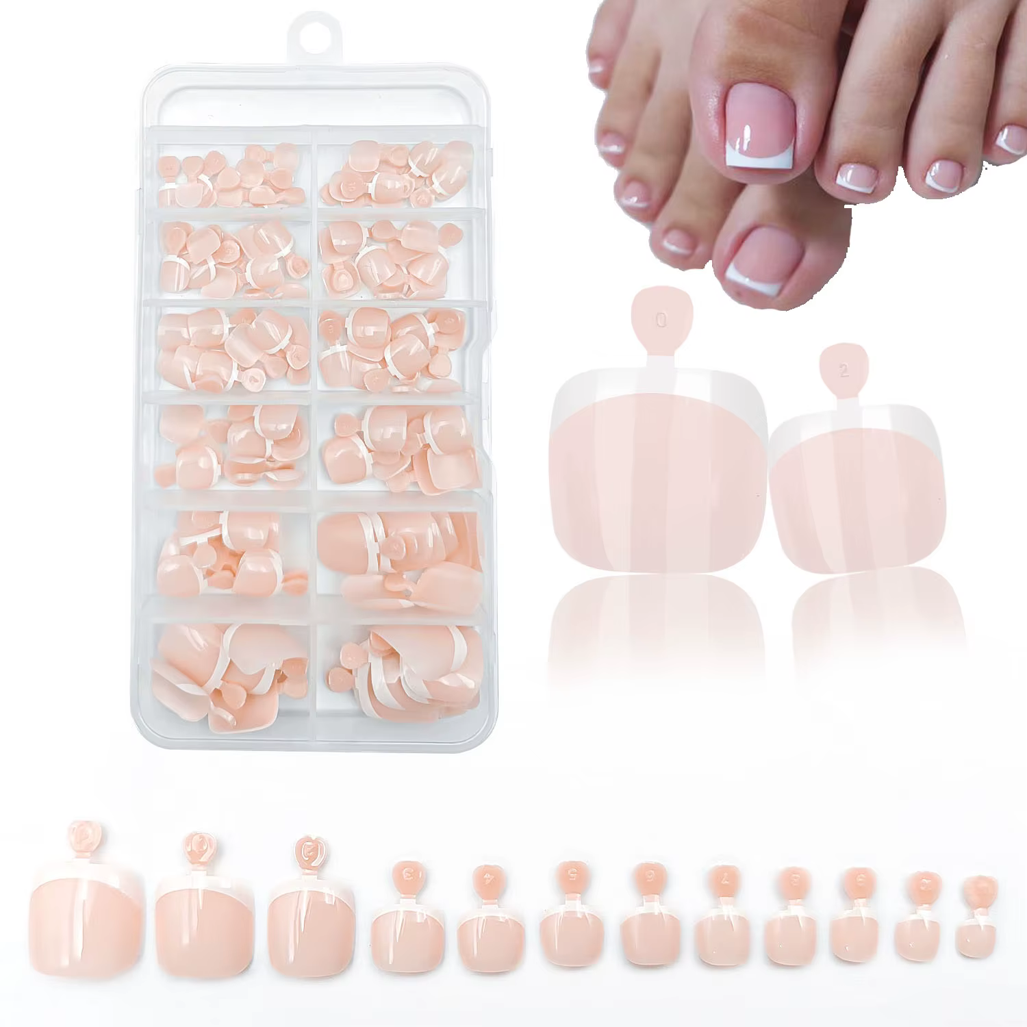 120 pièces brillant nu rose français presse sur ongles ensemble 1 * boîte court français carré faux 