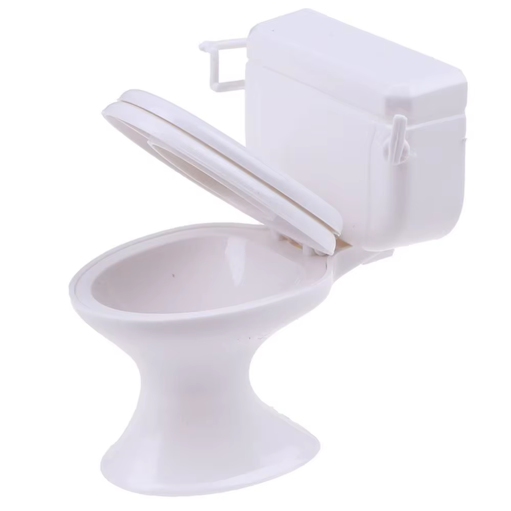 Maison de Jeu Vintage avec Toilette Miniature, Accessoire de Couleur Blanche, Meuble de Course