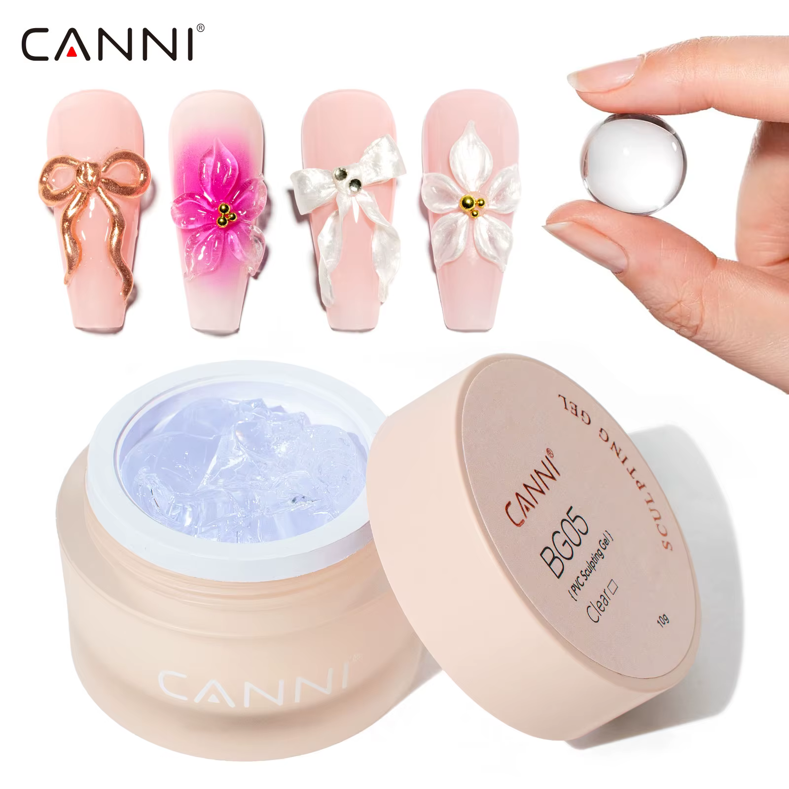 CANNI Gel de modelage 3D PVC sans résidu, Gel sculptant auto-modelant, Gel de peinture pour ongles d