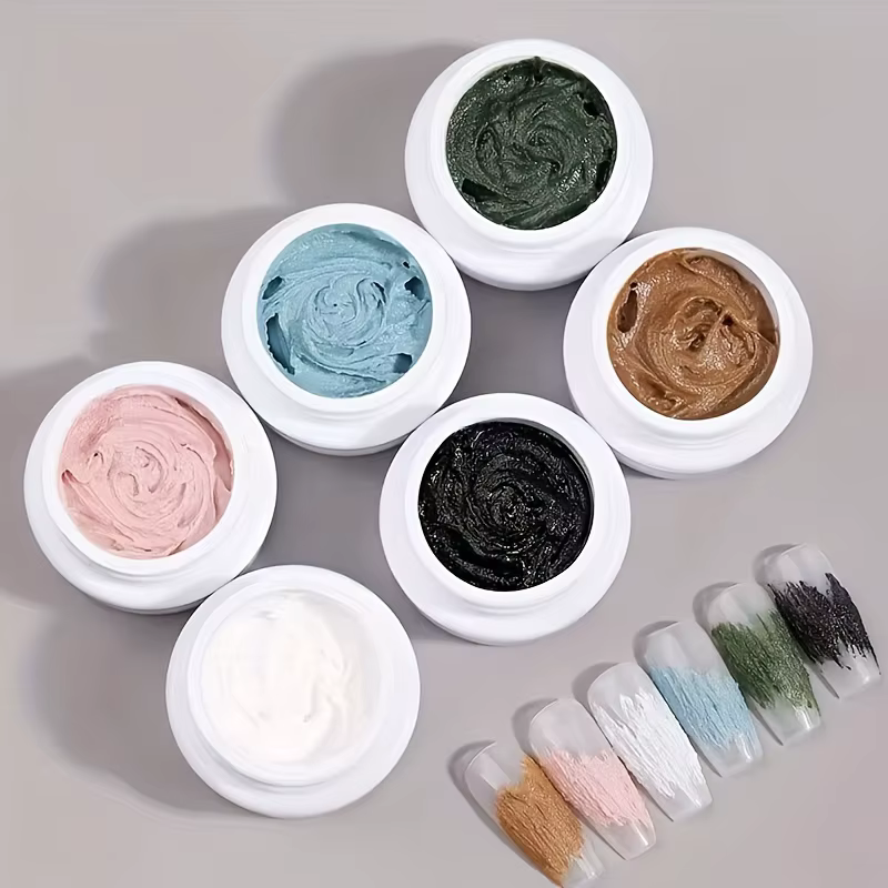 6 couleurs Gel Nail Art plâtre effet 3D sable Texture pas besoin couche de finition Gel vernis UV ve