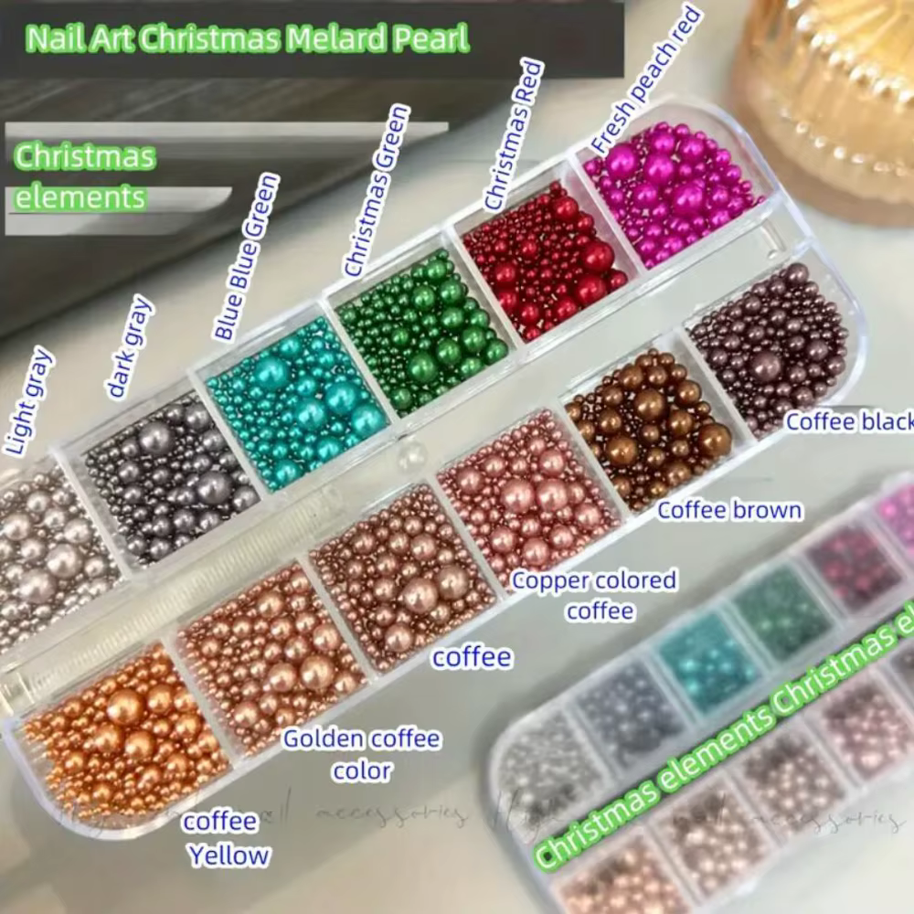 12 grilles rouge/vert perle ongles strass taille mixte perles colorées nacrées breloques Nali cercle