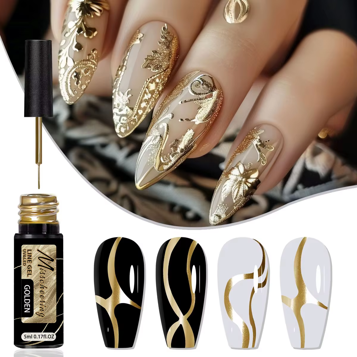 Vernis à ongles Gel à revêtement métallique or argent, effet métallique miroir chromé, Super lumineu