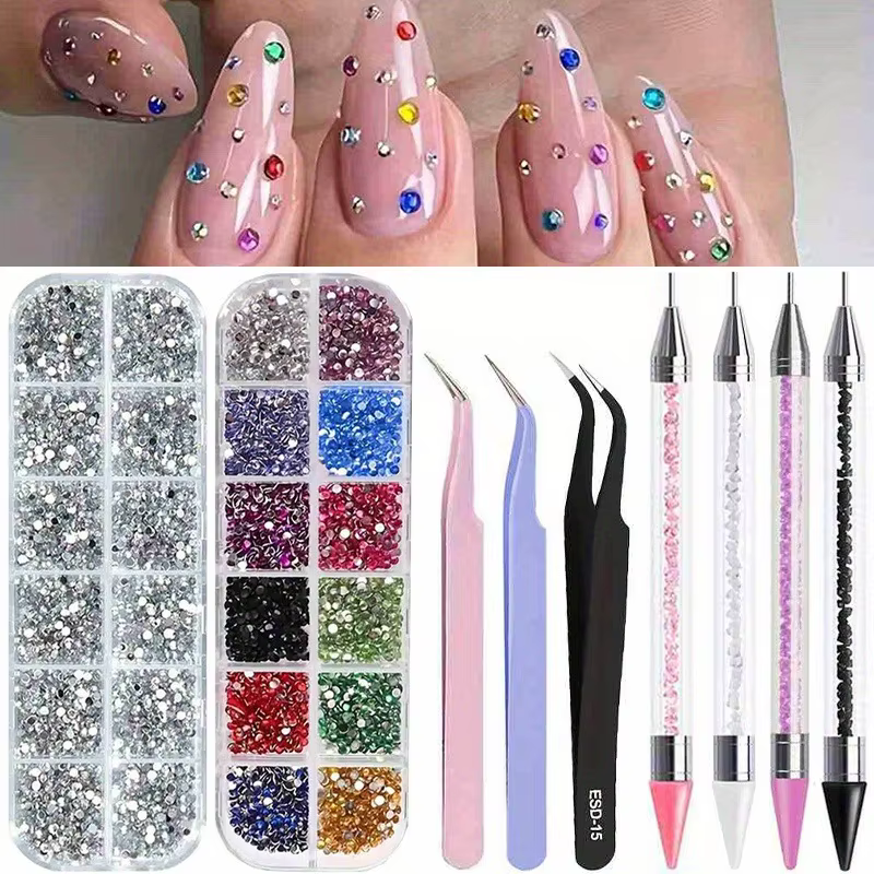 Strass acryliques multi-tailles à dos plat pour Nail Art, cristal 3D, décorations DIY, paillettes, g