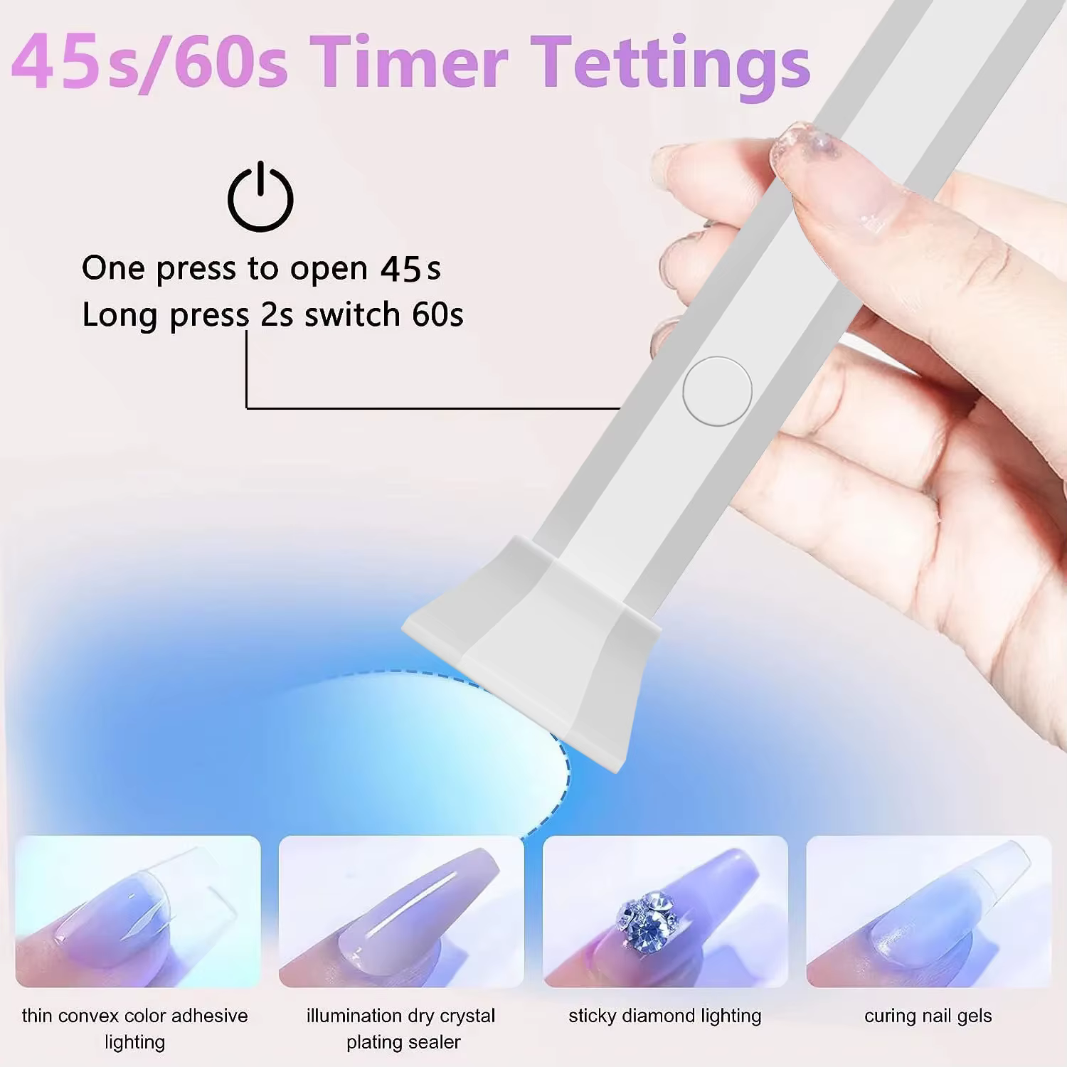 YIKOOLIN-Mini lampe à ongles aste sans fil pour gel à durcissement rapide, lumière UV pour détermine