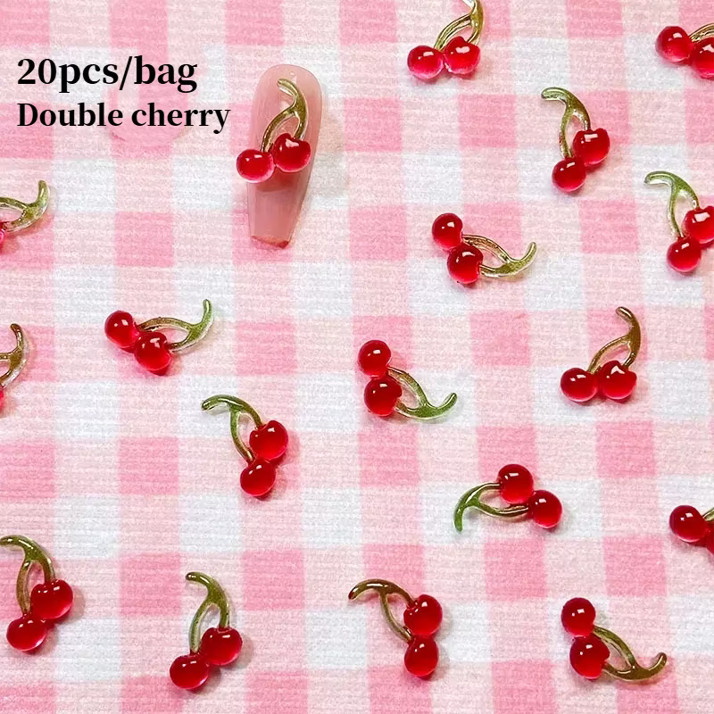 Breloques pour Nail Art, fruits mignons, rouge, rose, fraise, créatif, coloré, résine de fraise, déc