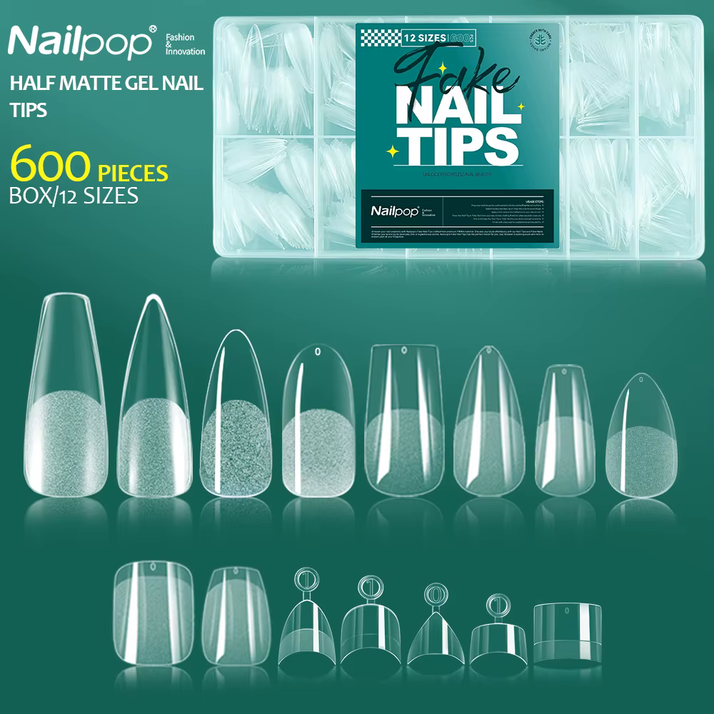 Nailpop 600 pièces Gel doux X ongles conseils couverture complète cercueil Stiletto faux ongles Extr