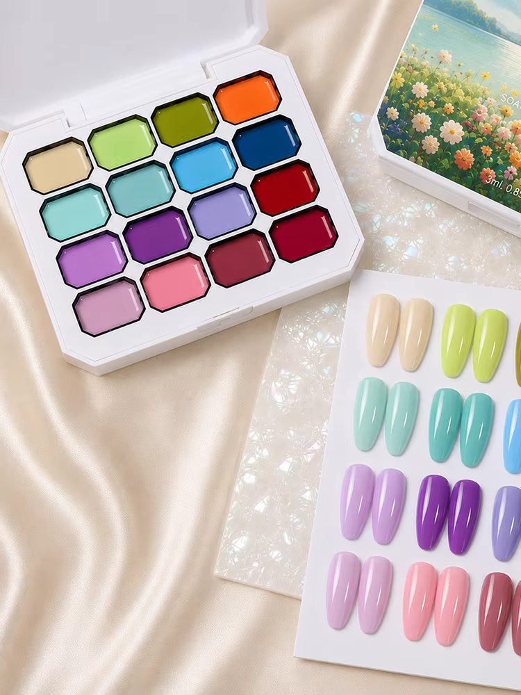 Gel de peinture pour ongles 16 couleurs pour estompage, dessin et pâttements, 4 en 1, UV/LED, à reti