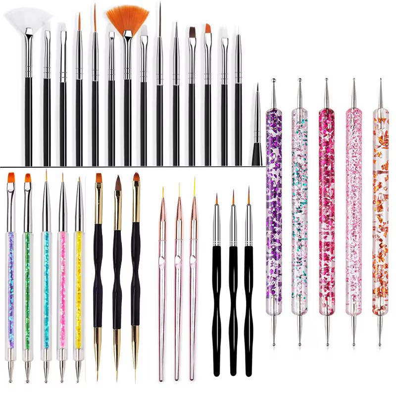 5/20 pièces Nail Art brosse conception pointe peinture dessin sculpture pointillage stylo FlatFan Li