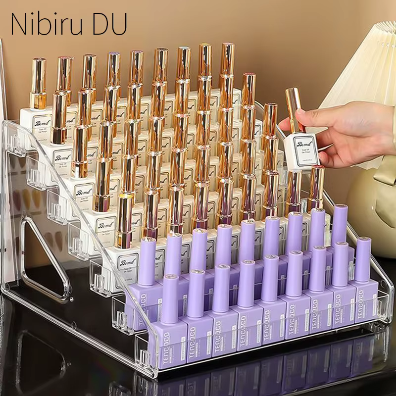 Présentoir de vernis à ongles en acrylique, 3/4/5/6/7 couches, organisateur de cosmétiques Transpare