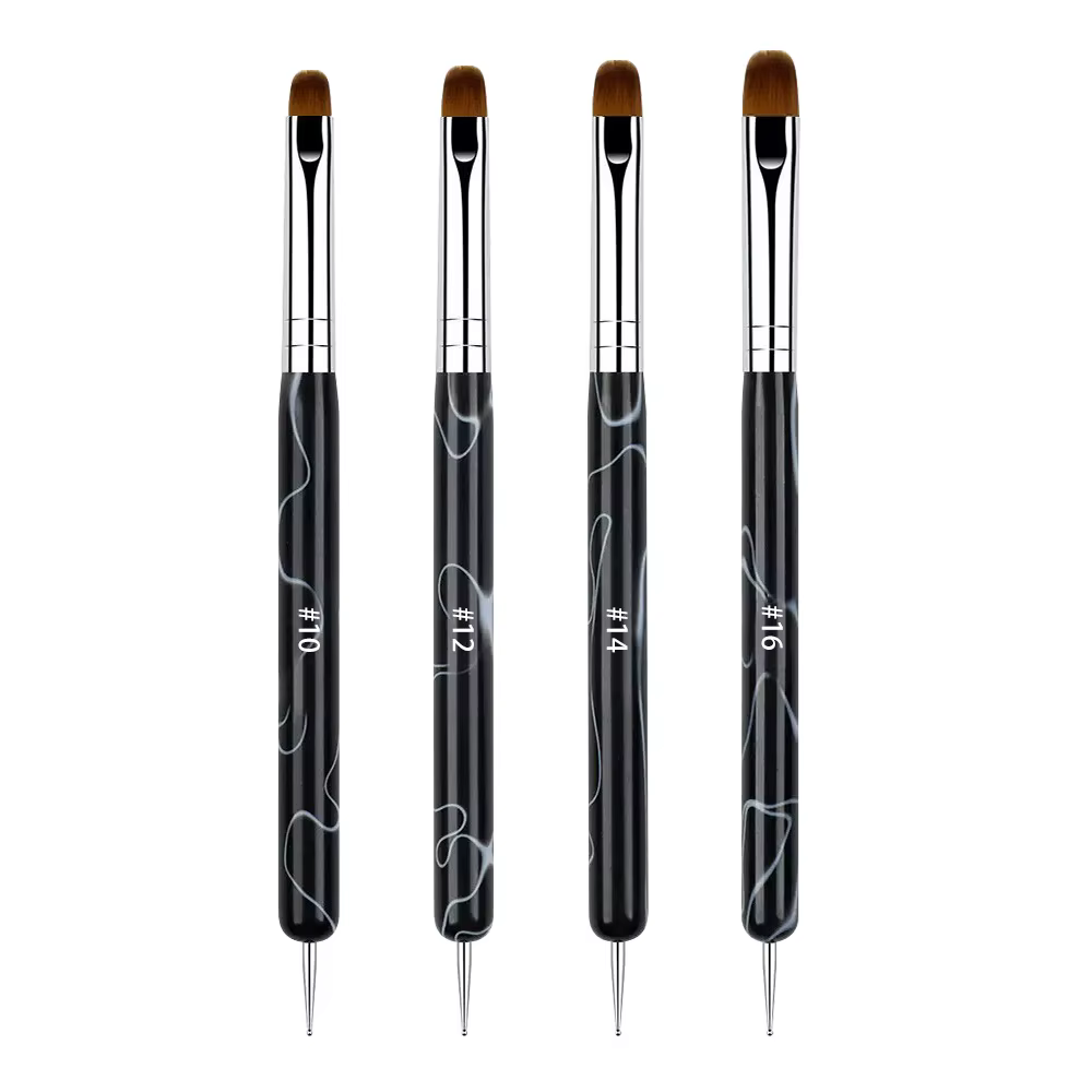 Ensemble de pinceaux pour Nail Art français, 4 pièces, brosse bidirectionnelle pour Nail Art avec ou