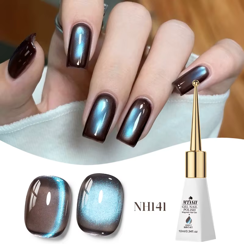Vernis à ongles Gel magnétique chat bleu brunâtre, effet de perle de verre, Semi-Permanent, Gel UV à
