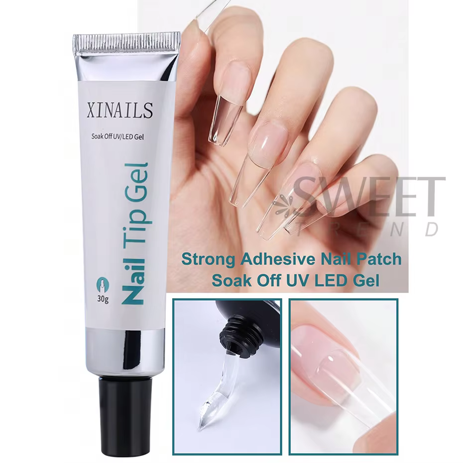 Gel pour faux ongles doux, 30g, Patch Transparent, pour Extension de faux ongles, Tube adhésif fort,