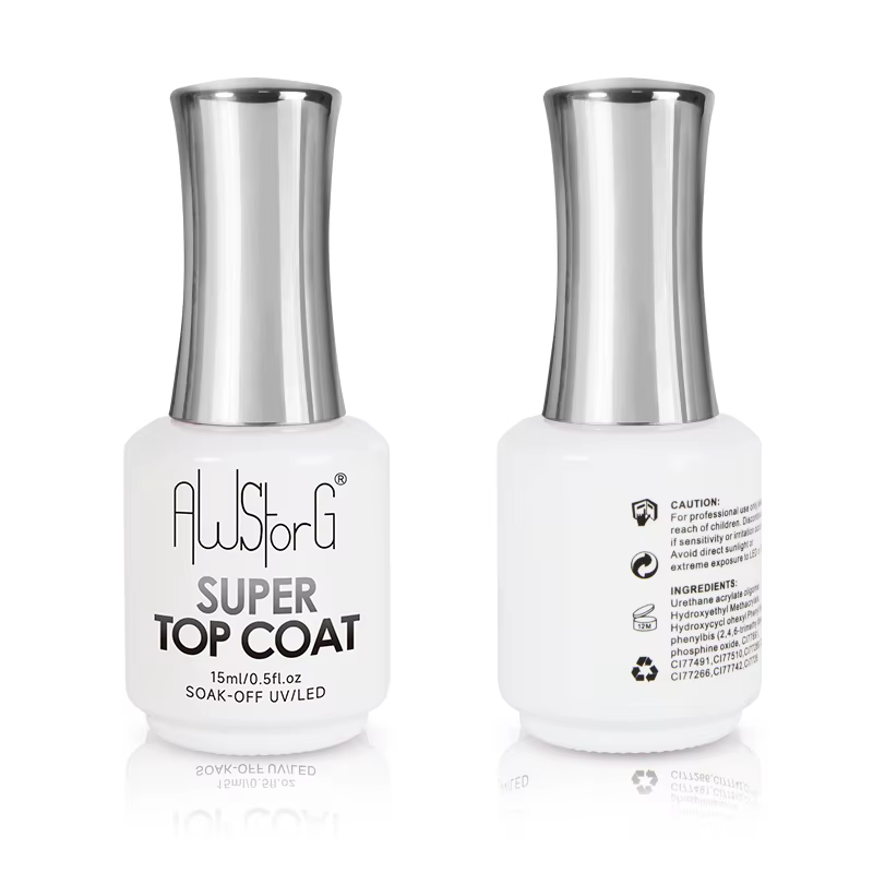 AWStorG 15ML Super couche de finition vernis Gel pour Nail Art Semi Permanent tremper sans essuyer v