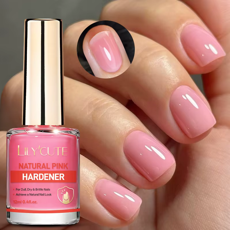 LILYCUTE Vernis à ongles 12 ml Rose, fortifiant naturel pour ongles, durcisseur rose naturel, vernis