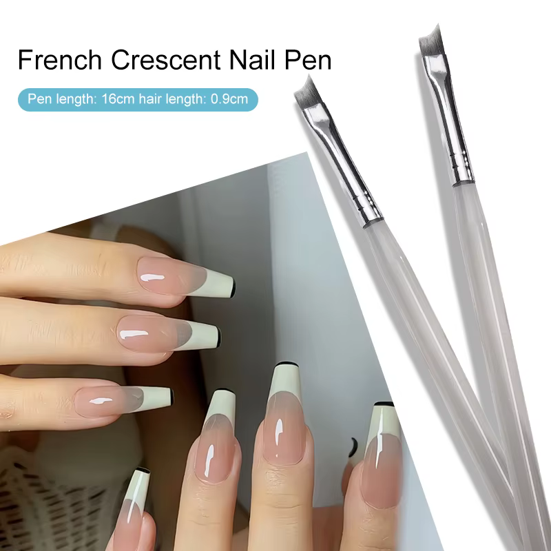 RS Nail – brosse professionnelle pour Nail Art français, en forme de demi-lune, Gel UV et peinture a