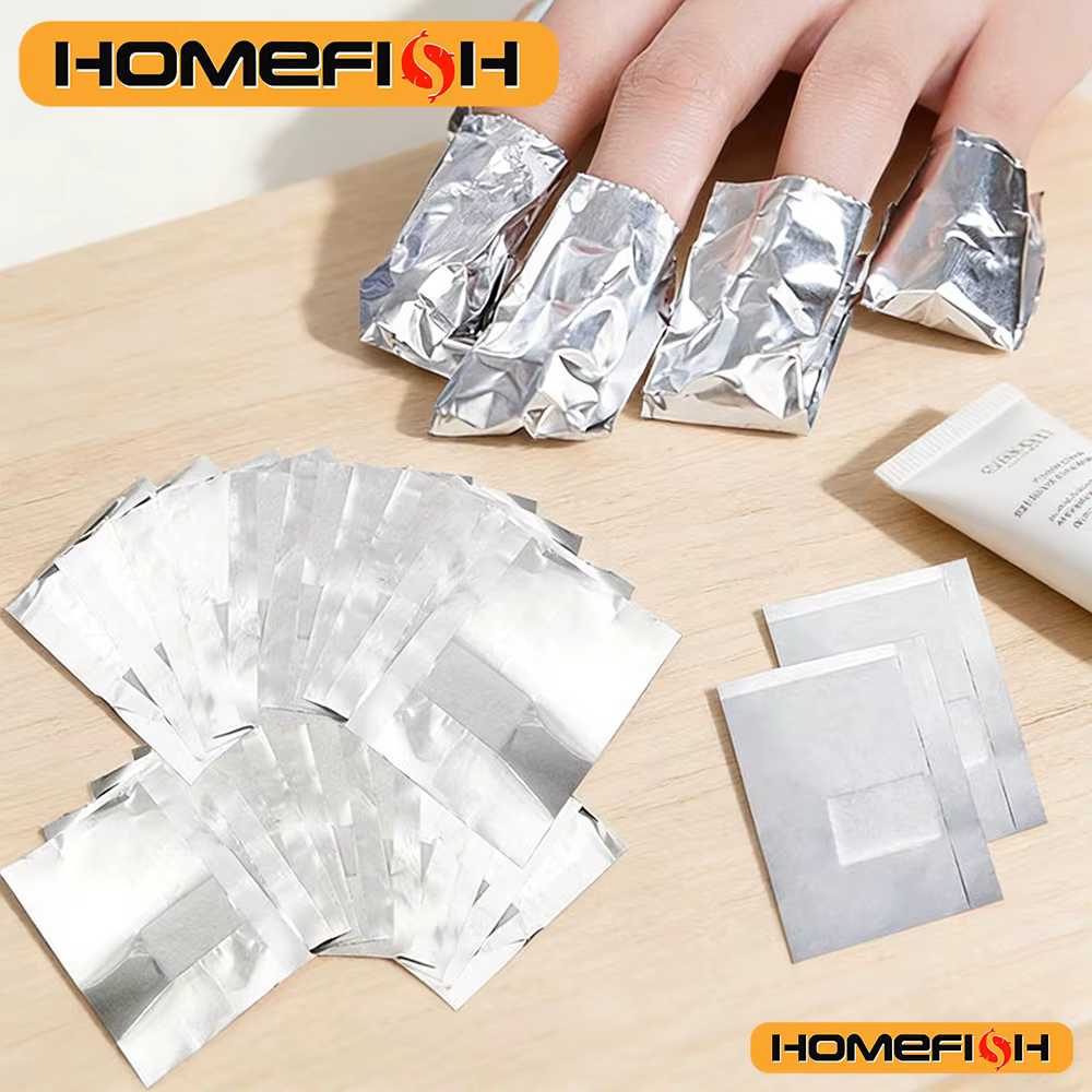 Lot de 100 lingettes en aluminium pour dissolvant de vernis à ongles, serviettes de retrait de gel, 