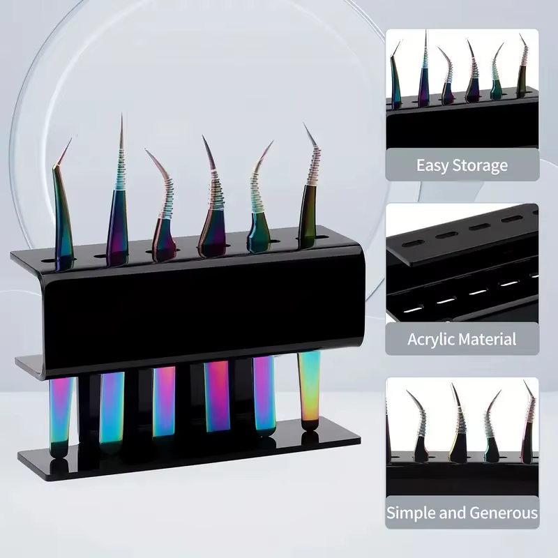 Support de rangement pour pincettes en acrylique à 6 trous, présentoir professionnel pour extensions