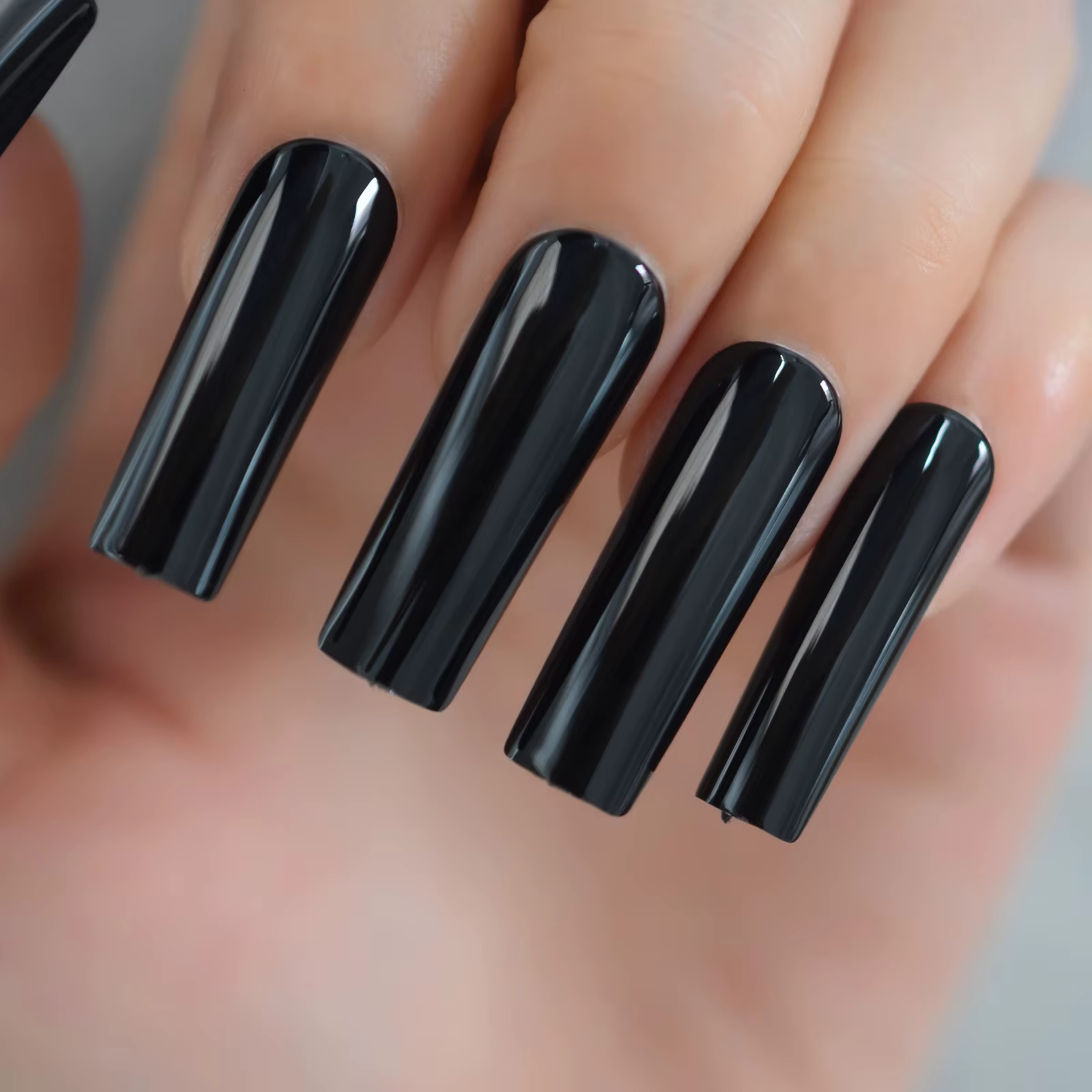 Gel UV carré extra long, brillant, jaune citron, presse, style salon, manucure, pointes 24
