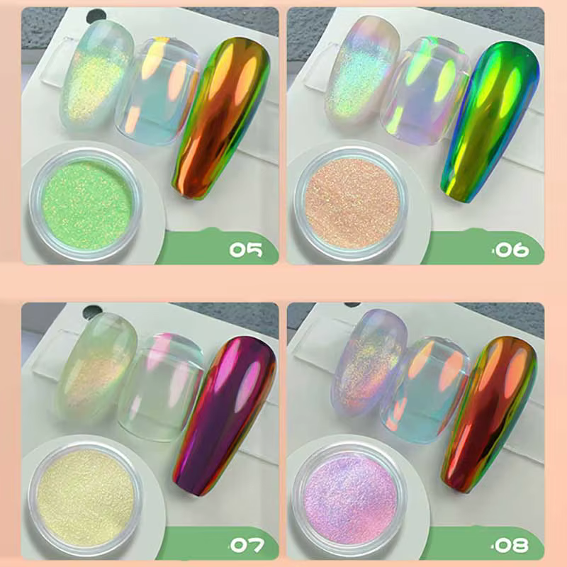 9 couleurs magique Aurora Chrome poudre à ongles effet miroir néon caméléon ongles paillettes mettre