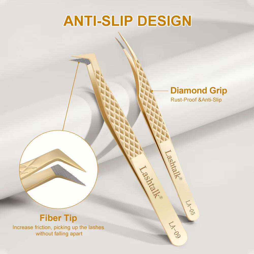 Lashtalk pince à épiler à pointe de Fiber de précision Extensions de cils poignée en diamant anti-dé