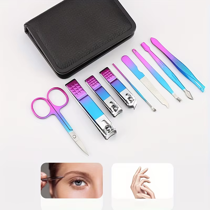 Kit de manucure et pédicure professionnel en acier inoxydable, soin des ongles de précision avec étu