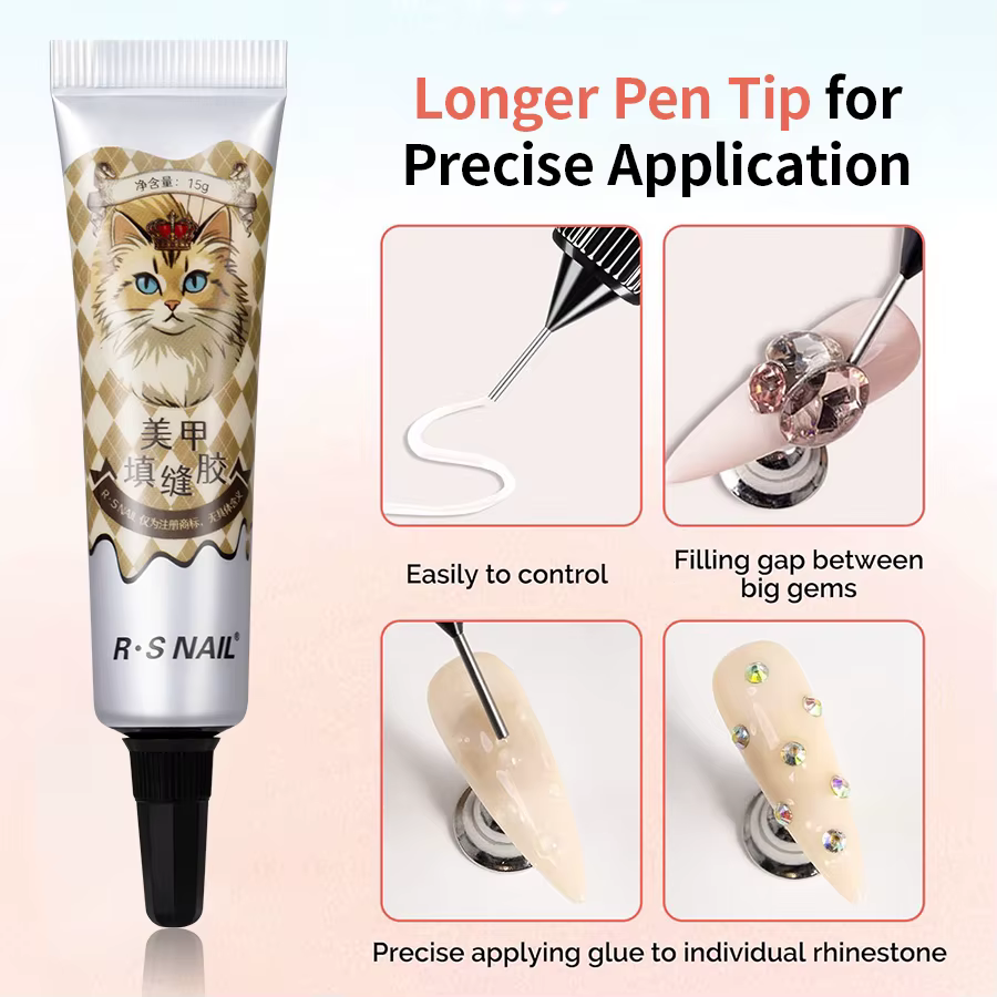 RSNAIL 4 en 1 Gel strass 15g Gel pour ongles Super fort pour décorations Nail Charm 3D ongles Bling 