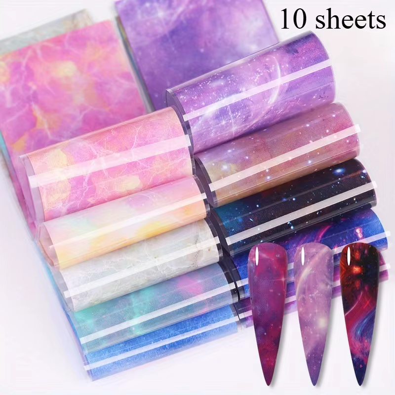 Autocollant 3D ciel nocturne galaxie 1.57x7.87 pouces pour Nail Art, curseur auto-adhésif Ultra-fin,