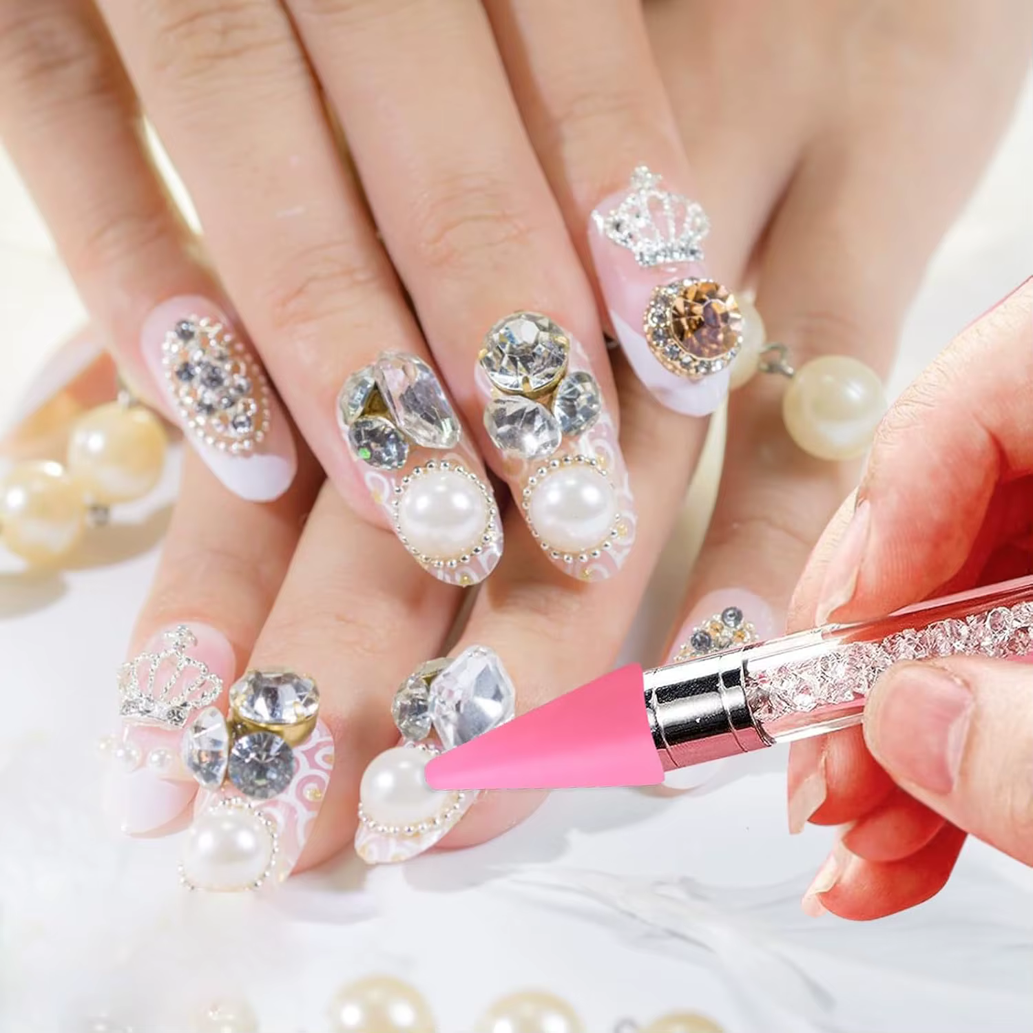 PINCEF-Stylo de pointage pour ongles, 12 pièces, pointe de remplacement, biscuits, outil pour ramass