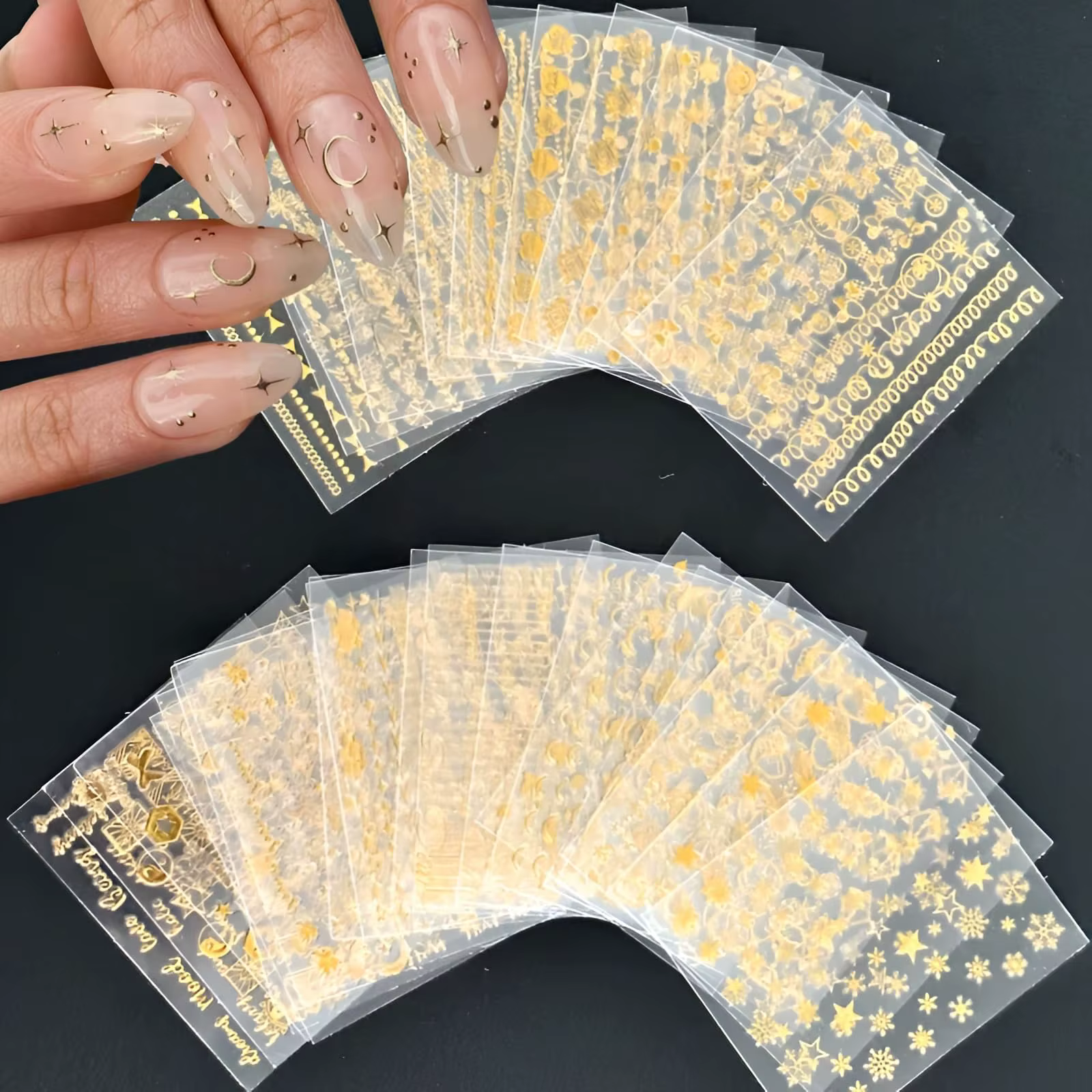 Autocollants pour ongles en or, 30 feuilles, autocollants 3D auto-adhésifs pour ongles, ligne dorée,