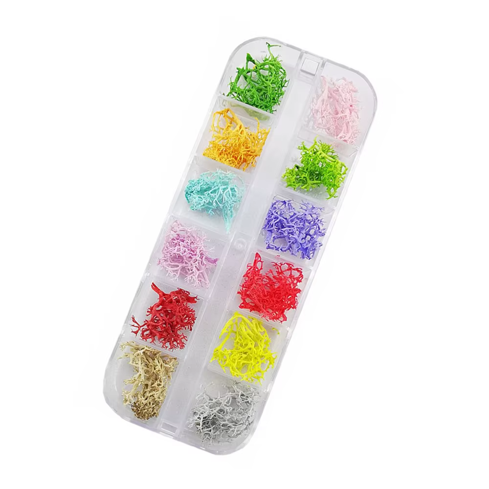 -Arbre de corail-fleurs sèches ornement d'ongle 12 parties accessoire de fleur de corail néon fait à