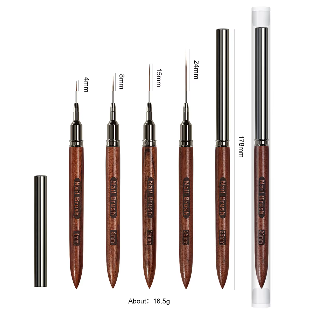Brosse à ongles manche en bois Gel Nail Art Liner bricolage peinture brosse dessin lignes rayure fle