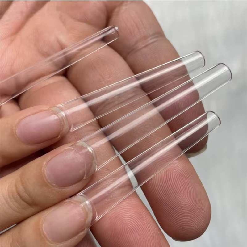 120 faux ongles carrés extra longs 3XL, en acrylique transparent, à presser, pour manucure