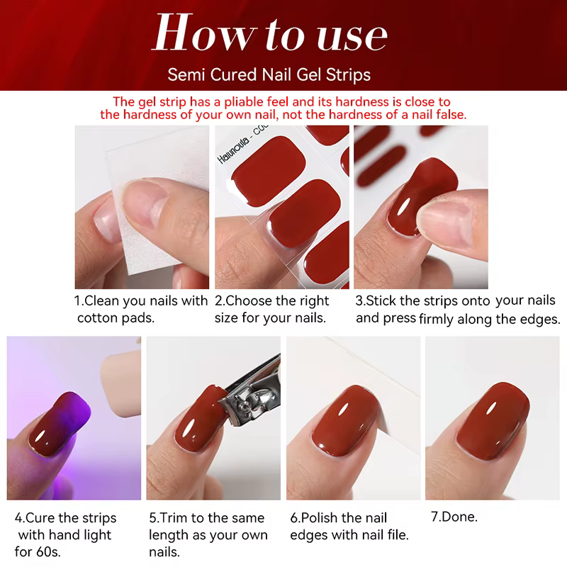 Bandes d'ongles en gel semi-durci avec lampes à ongles UV et LED, Aurora nickel é, autocollants de v
