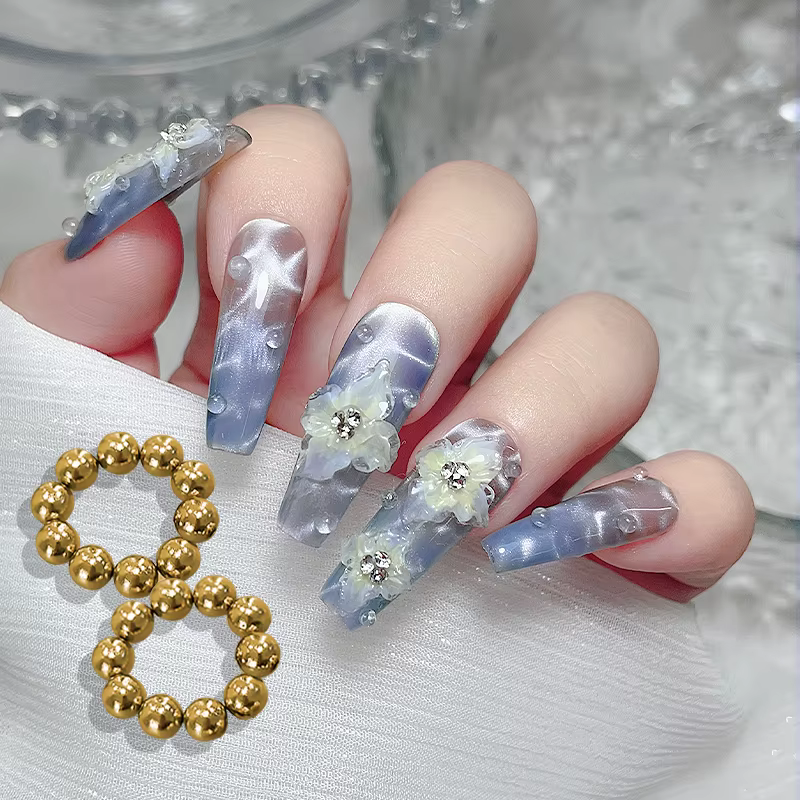 10/20 pièces or argent rond Nail Art ensemble de perles magnétiques multi-fonctionnel coloré aimant
