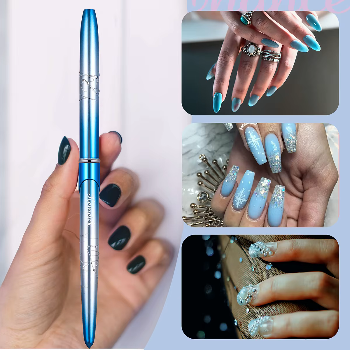 KEMEISI – pinceaux pour Nail Art Kolinsky 100% pur, poignée robuste, poudre acrylique de forme ovale