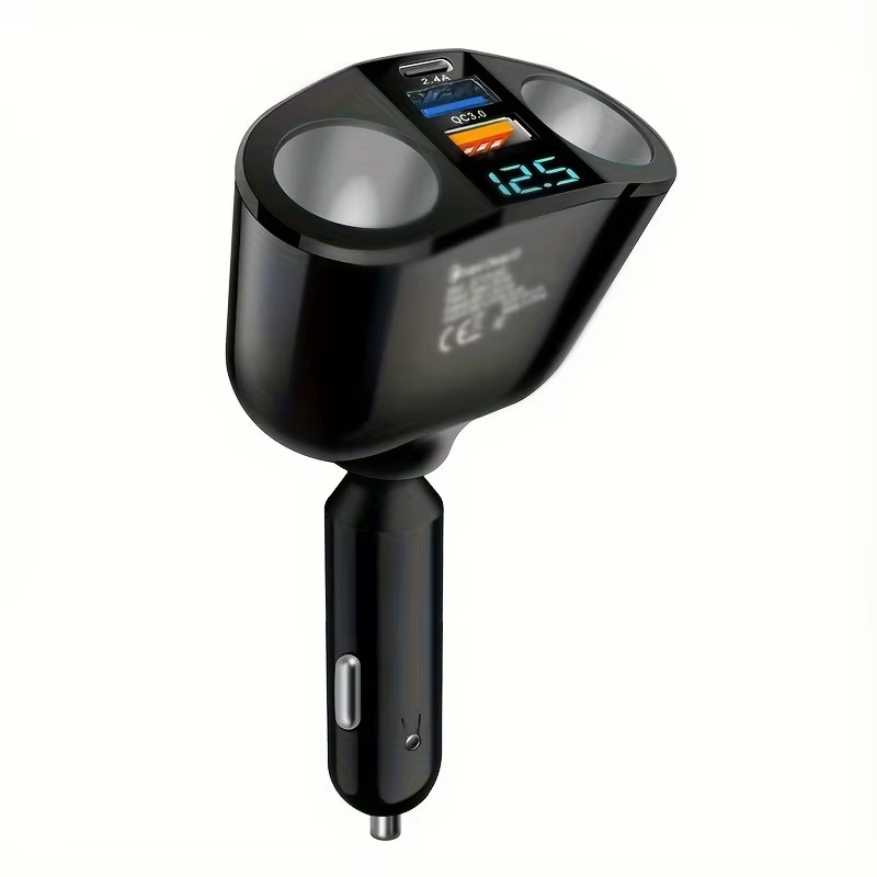 Adaptateur de chargeur de voiture à 3 Ports, plusieurs appareils chargés en même temps, avec afficha