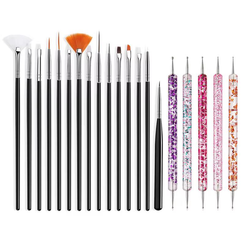 5/20 pièces Nail Art brosse conception pointe peinture dessin sculpture pointillage stylo FlatFan Li