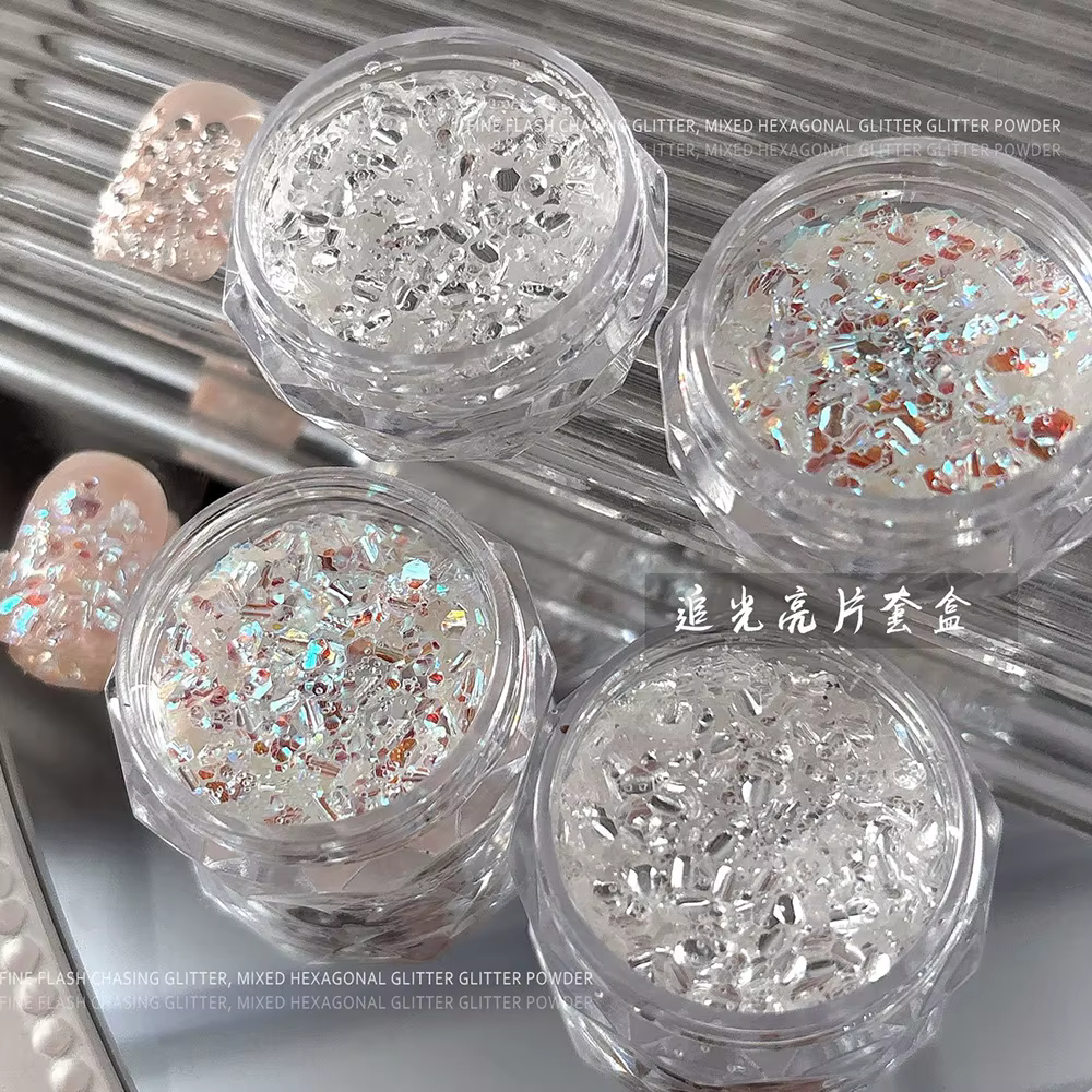 2 bouteilles de paillettes hexagonales Ultra-fines pour ongles, bulle 3D Super brillante, paillettes
