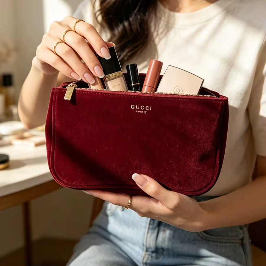 Sac Gucci Gucci Vintage avec fermeture éclair, pochette de rangement pour femme, texture rétro, acce
