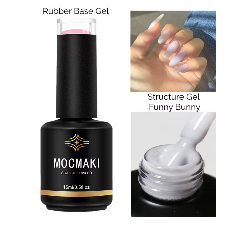 Mocmaki GEL Structure Gel Funny Bunny Rubber Base Gel Vernis à Ongles 15ML Semi-Permanent UV Soak Of