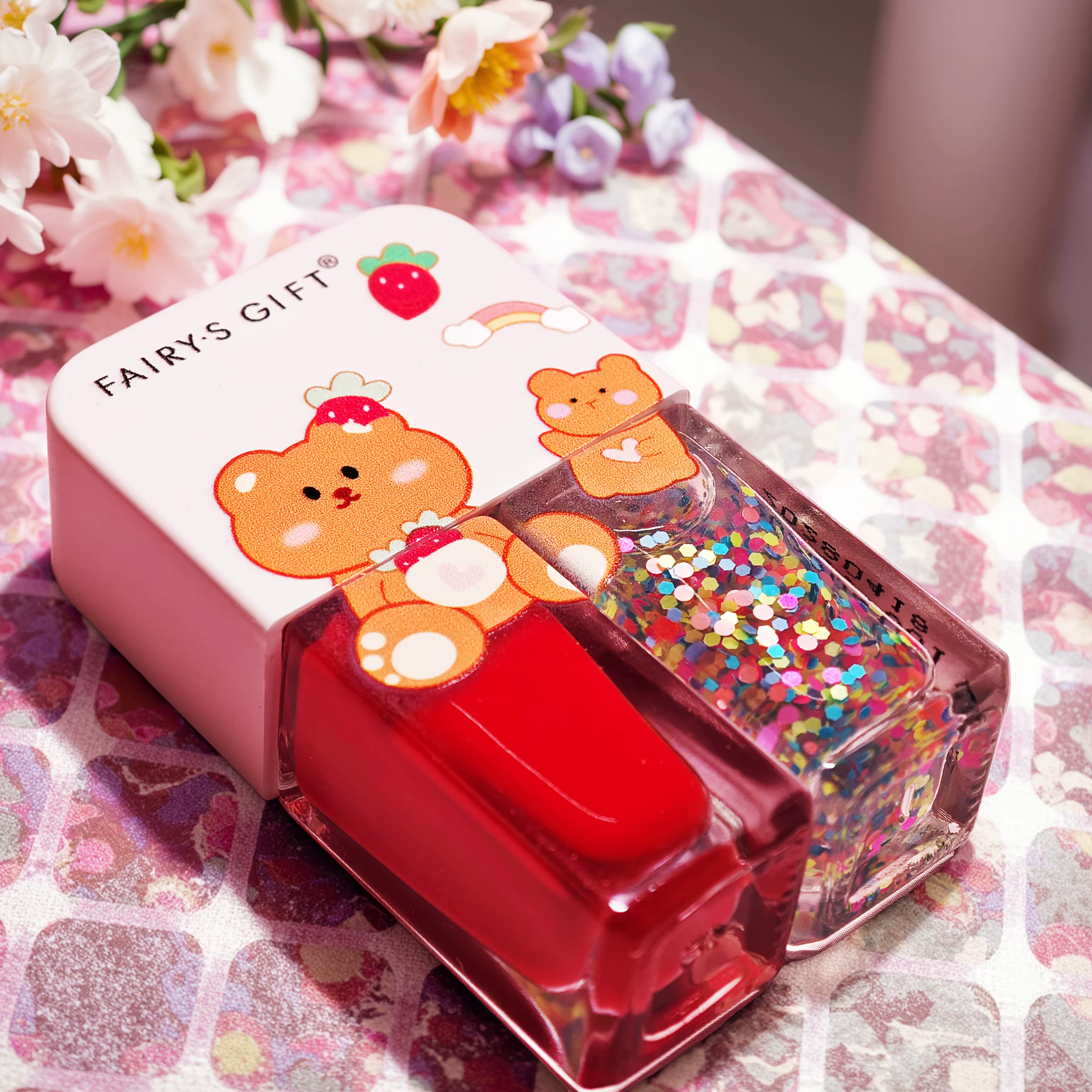 S01 Little Bear Balloon ensemble de 2 bouteilles vernis à ongles sans cuisson séchage rapide longue 