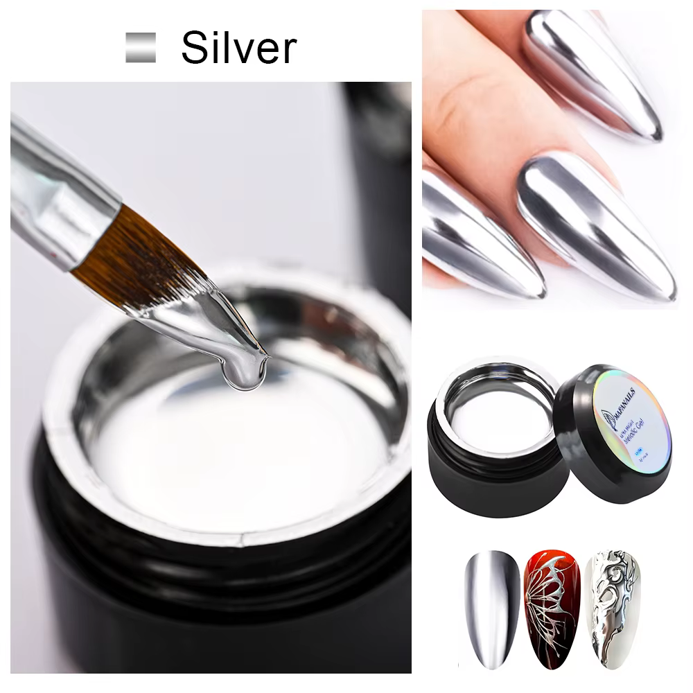 5/7/8/10ml Gel métallique or effet miroir Gel vernis à ongles ligne de conception française fleur de