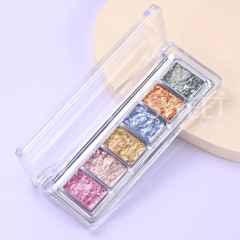 6 grilles brillant Bling boue solide ongles Pigment cristal aurore opale frottant la poussière Chrom