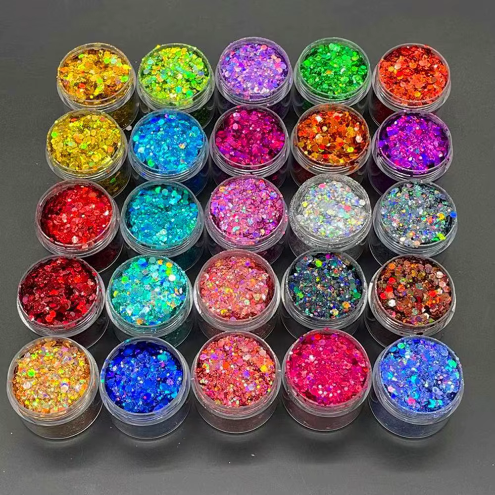 Paillettes laser holographiques pour ongles, 24 couleurs au total