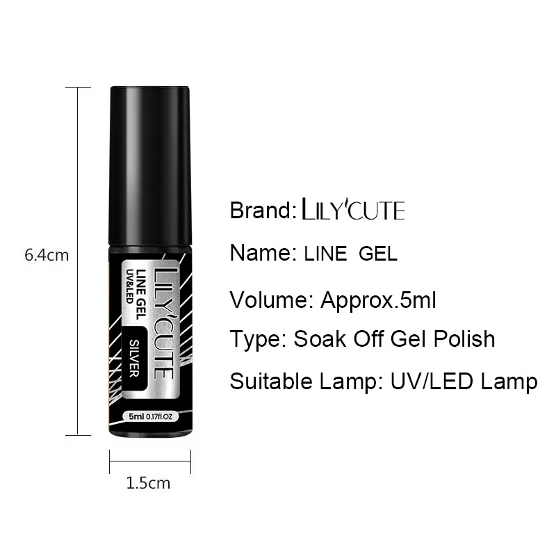 LILYCUTE 5ml Super brillant argent métallique peinture Liner Gel vernis à ongles dessin rayure Graff