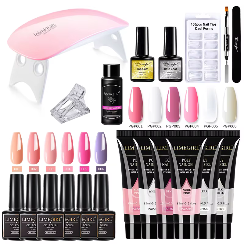 Kit d'extension d'ongles vernis à ongles Gel acrylique avec lampe à ongles UV LED Kit de manucure et