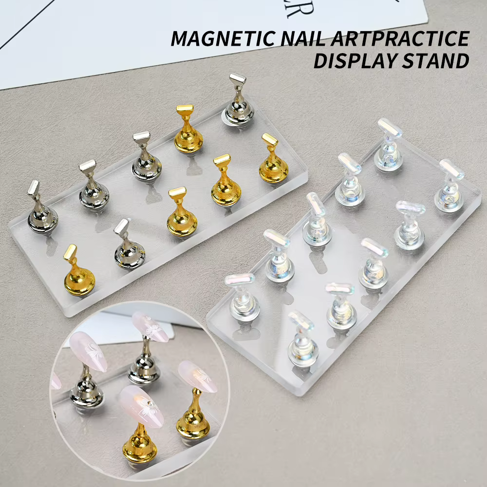Support magnétique Transparent pour faux ongles Aurora, 5/10 pièces, présentoir à pression sur les o